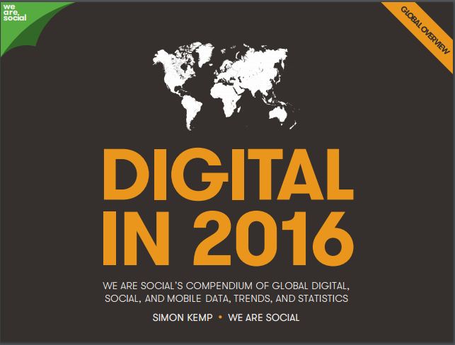 Global Digital Statistics in 2016: DIGITAL IN 2016 report contains all the digital data, social stats and mobile numbers you need to understand the Global Digital Statistics.