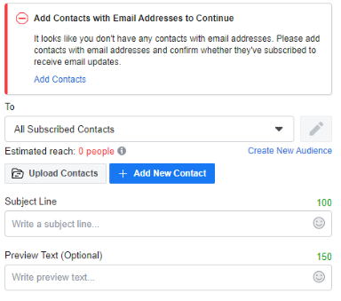 Facebook Allows Sending Marketing Emails Via Facebook Pages