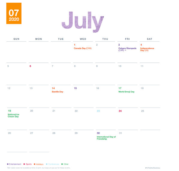 Twitter's July Marketing Calendar in 2020 | DMC 