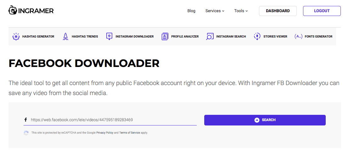 Ingramer Facebook Video Downloader