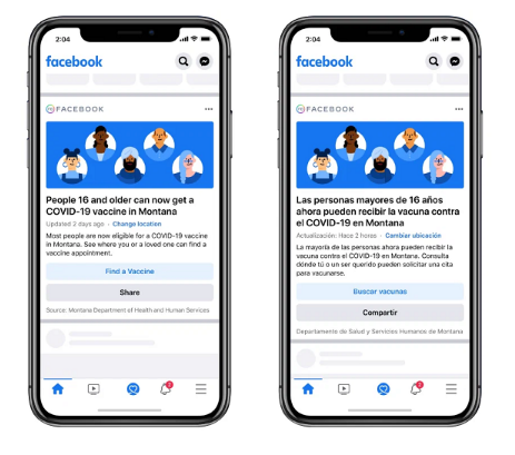 Check Facebook's Vaccine Awareness Prompts 2021 | DMC